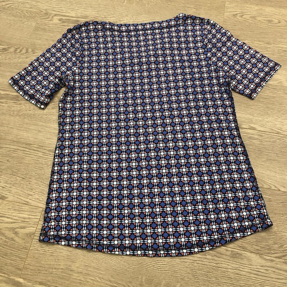 Talbots Navy and White Geometric Top - Picture 3 of 3